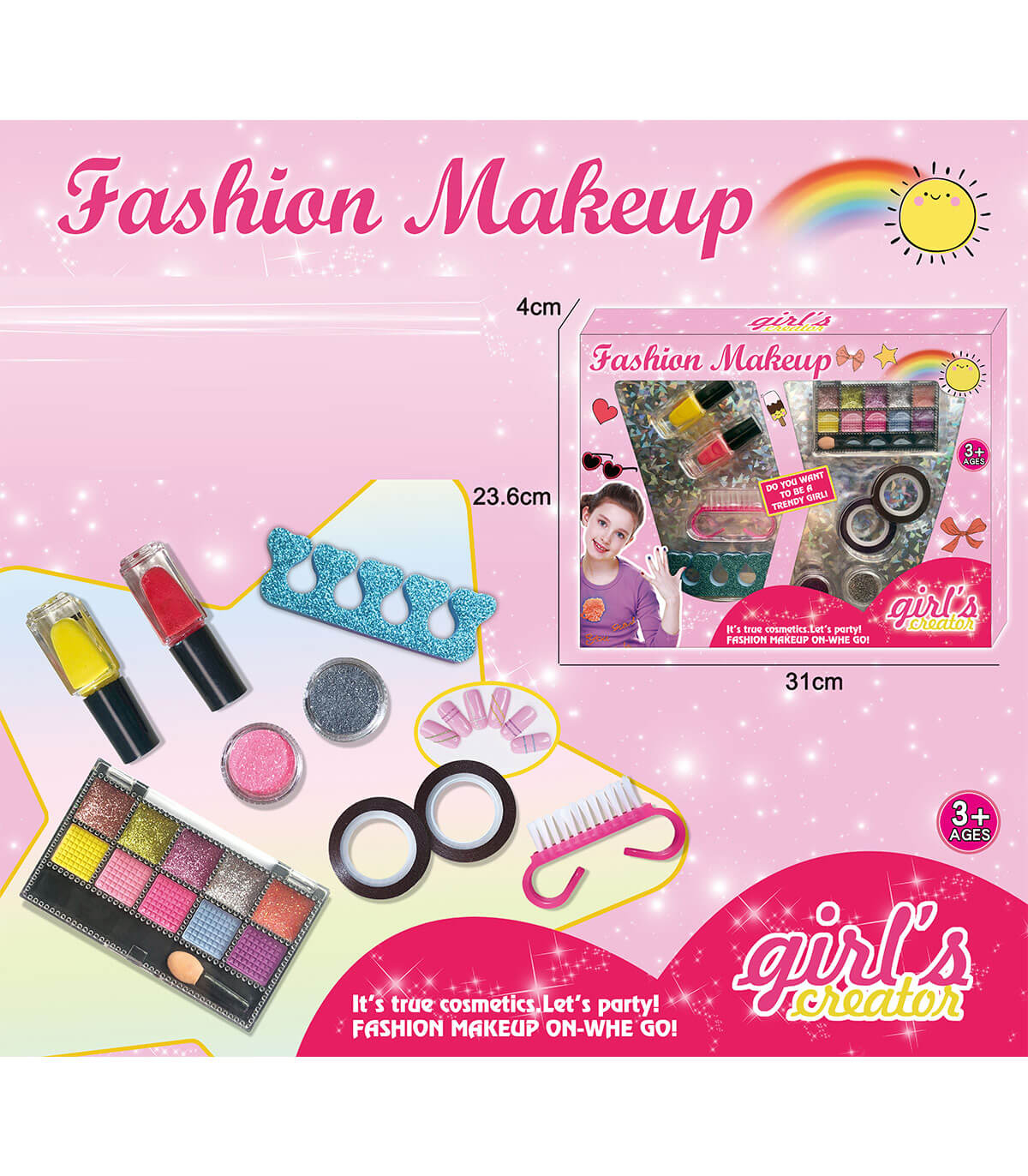 Комплект за маникюр и грим с 2 лака, 10 модерни цвята сенки и още много