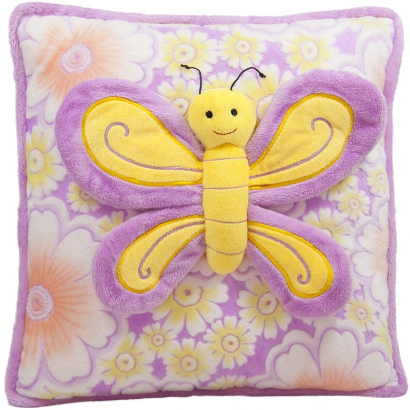 Плюшена възглавница с пеперуда, Лилава с лилава пеперуда, 30х30см