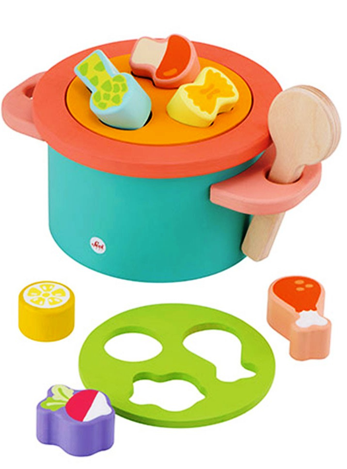 Дървена тенджера сортер в свежи цветове