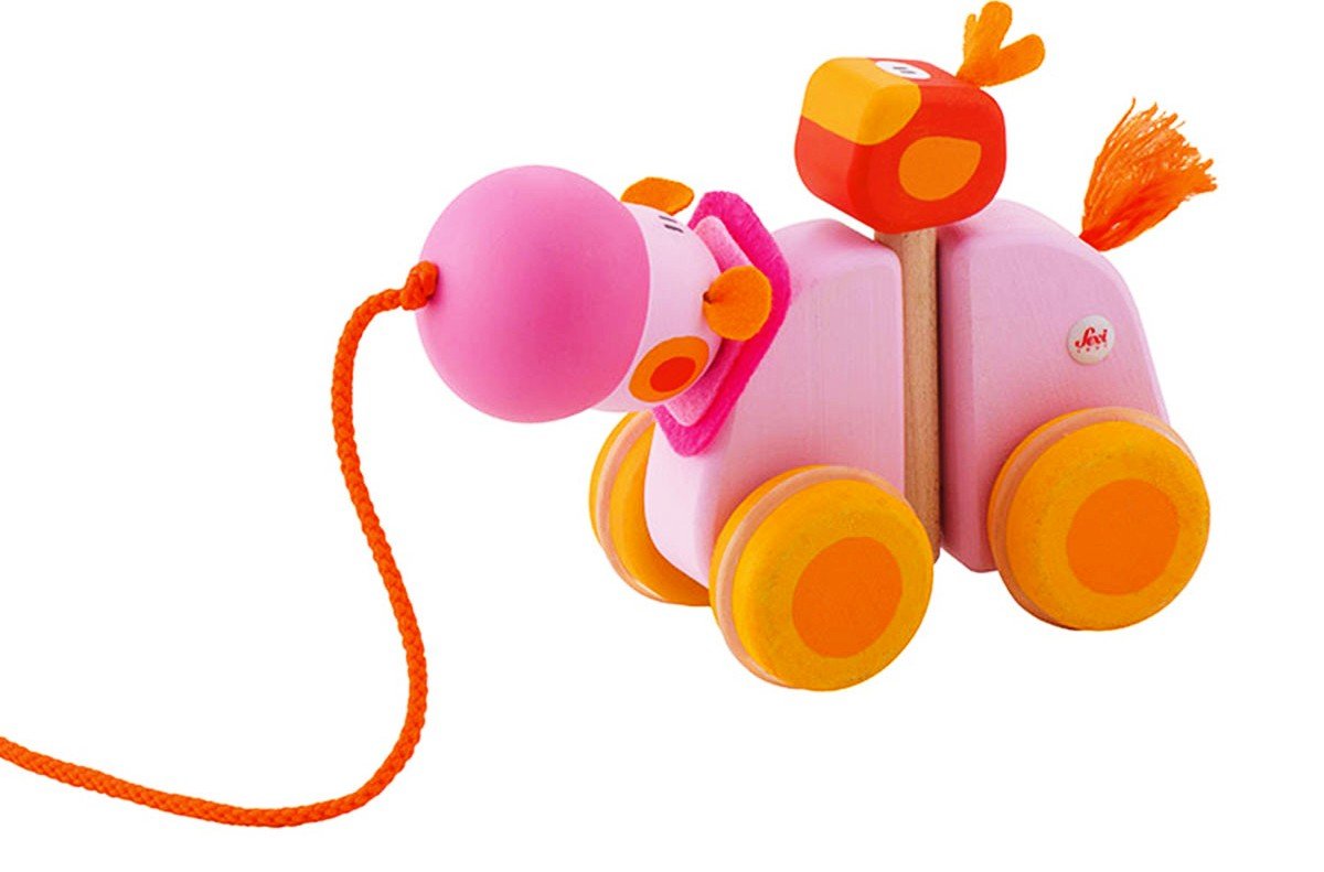 Дървена Играчка за дърпане Sevi, ХИПОПОТАМ