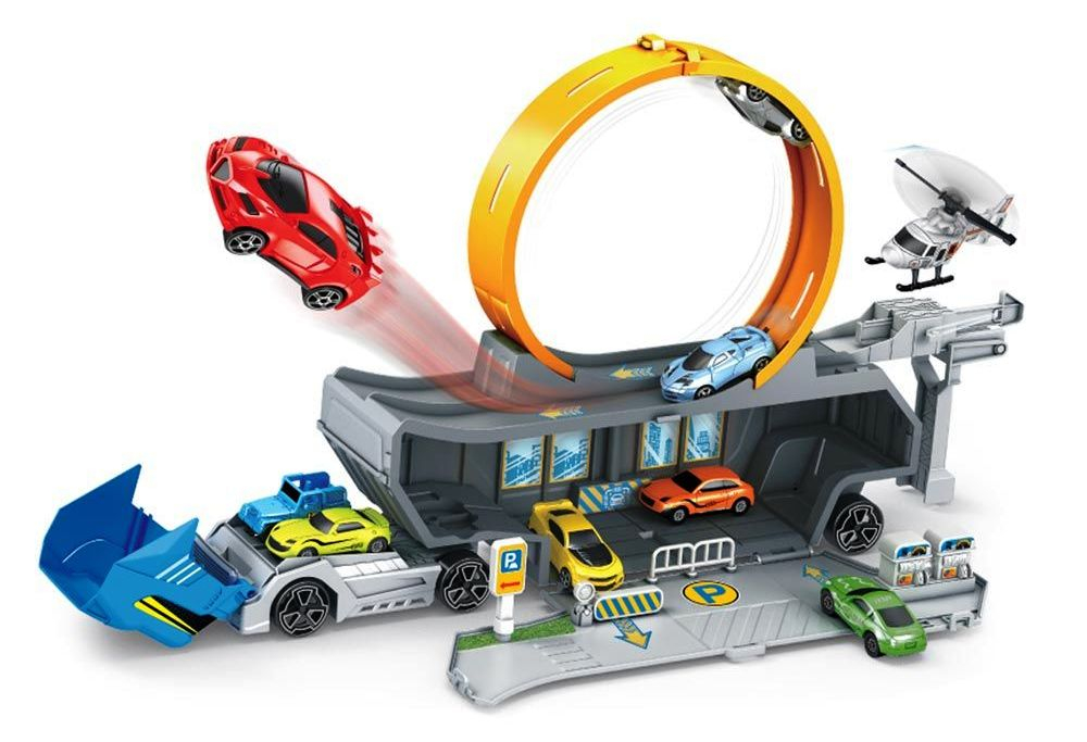 SUPER STORAGE Камион писта с лупинг и изстрелвачка + 2 коли