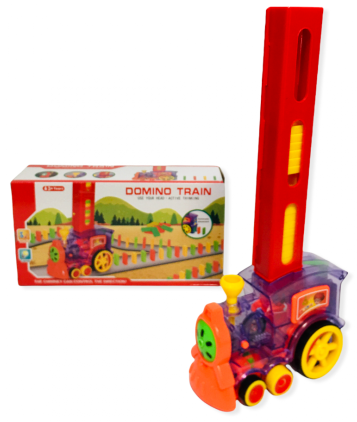 Влакче-домино с 60 броя кубчета със светлини и звук