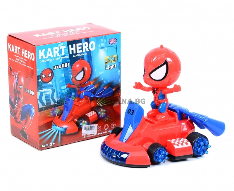 Кола картинг със светлини Супргероя Паяк