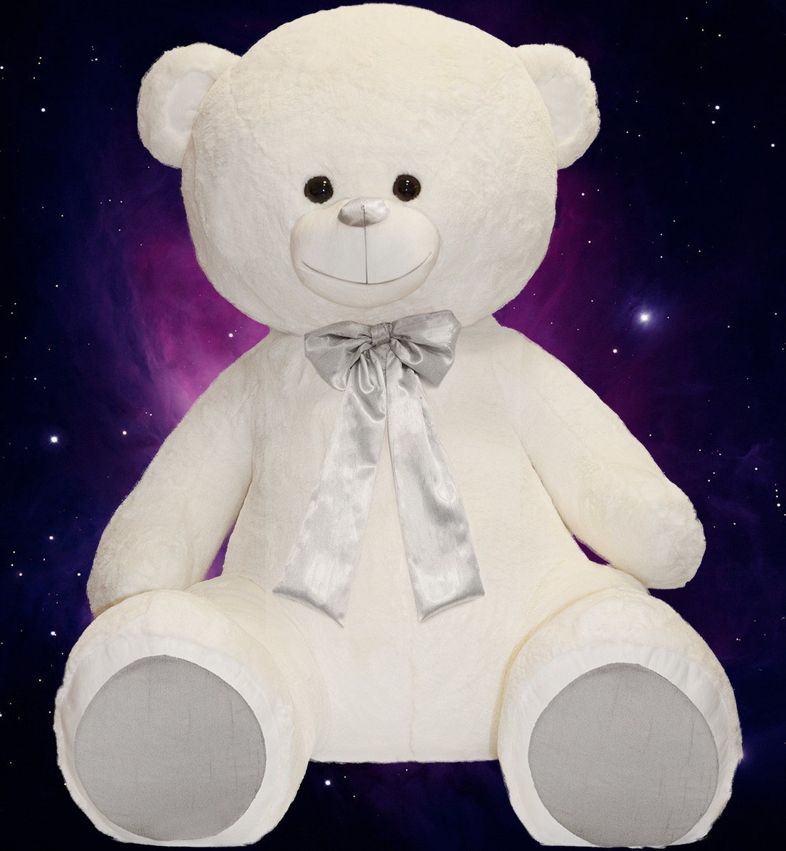 Мега голям плюшен мечок от заешки пух, бял, огромен