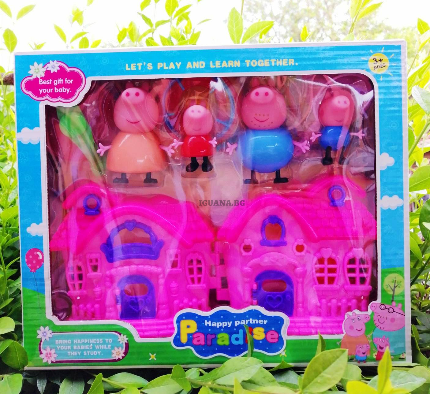 Къщичка на ПРАСИНЦЕТО с 4 фигурки семейство с кухненски аксесоари