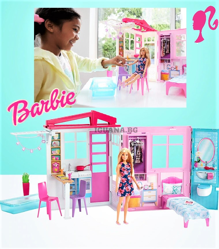 Кукла Барби Barbie - Комплект Преносима Къща с басейн и аксесоари