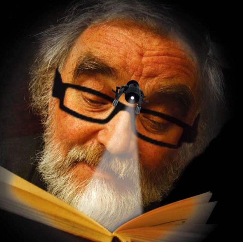 LED фенерче с поставка за очила