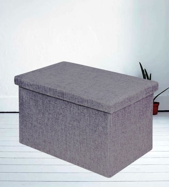 Табуретка - Кутия за съхранение 2в1, сива, 45х30х30см