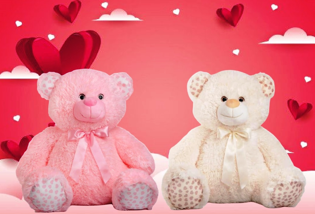 Мече 80см с глитерни лапи в два цвята