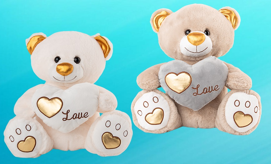 Мече със сърце LOVE 25см или 35см в два цвята
