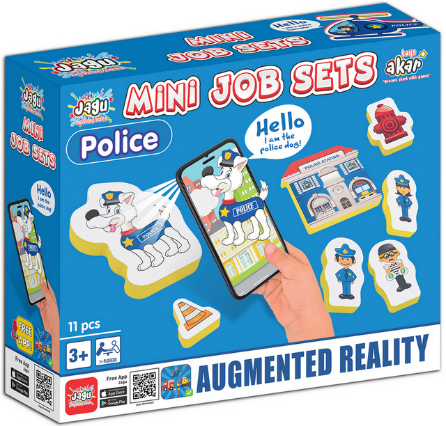 Говореща и Разказваща Игра „Професии: Полицейски Участък и Станция“ на Български с Фигурки, с Добавена Реалност на 16 Езика, 21×26×7 см