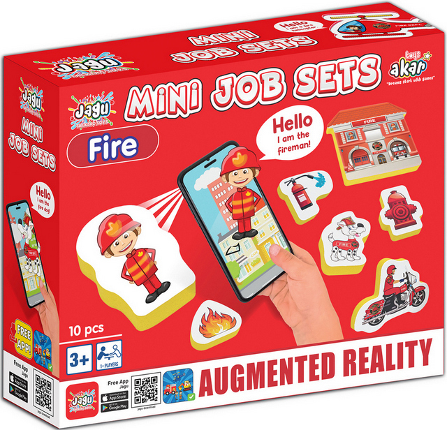 Говореща и Разказваща Игра „Професии: Пожарникарски Участък и Станция“ на Български с Фигурки, с Добавена Реалност на 16 Езика, 26×21×7 см