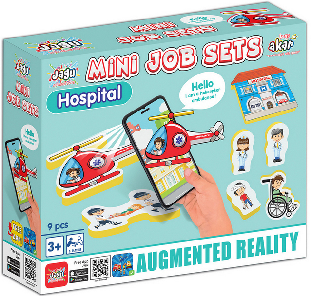 Говореща и Разказваща Игра „Професии: Болница“ на Български с Фигурки, с Добавена Реалност на 16 Езика, 21×26×7 см