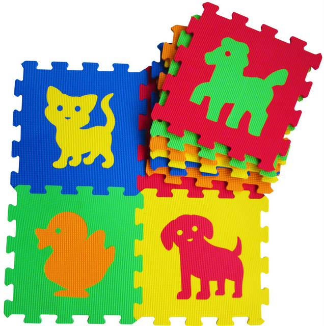 Пъзел Подложка за Под 33×33 см 7 мм 9 Броя с Форми на Животни от EVA Пяна без Формамиди, Фталати и Бисфенол