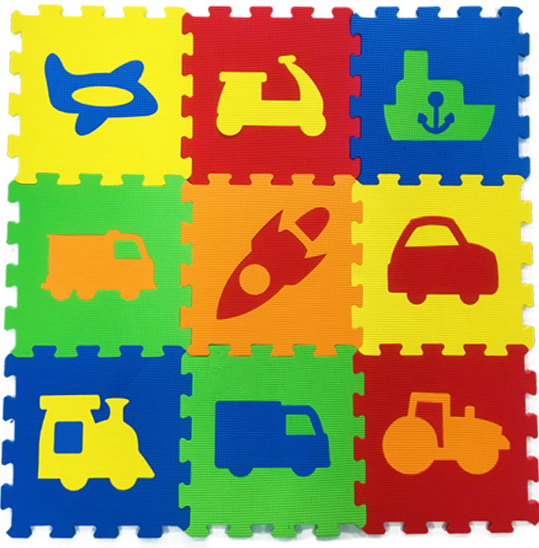 Пъзел Подложка за Под 33×33 см 7 мм 9 Броя с Форми на Коли от EVA Пяна без Формамиди, Фталати и Бисфенол