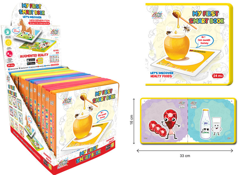 Бебешка книжка Здравословните храни Говореща и Разказваща на Български от EVA пяна с 8 модела и добавена реалност на 16 езика 16x17 см