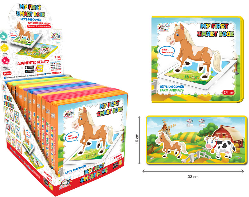 Бебешка книжка Животните в фермата Говореща и Разказваща на Български от EVA пяна с 8 модела и добавена реалност на 16 езика 16x17 см