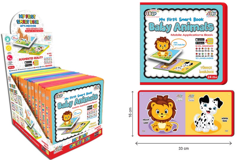 Бебешка книжка Животните Говореща и Разказваща на Български от EVA пяна с 8 животни и добавена реалност на 16 езика 16x17 см