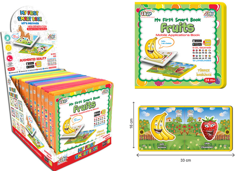 Бебешка книжка Плодчетата Говореща и Разказваща на Български от EVA пяна с 8 модела и добавена реалност на 16 езика 16x17 см