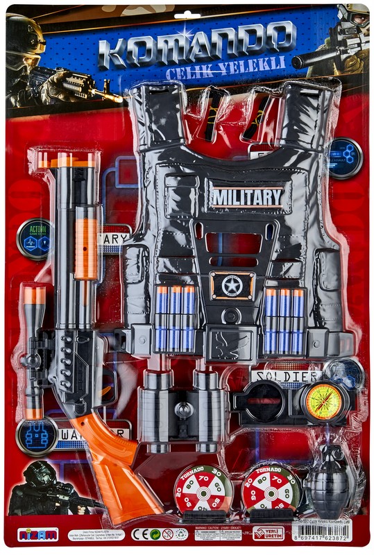 Командос Комплект с Бронежилетка и Пушка с Оптика с Меки Патрони 65×39×4