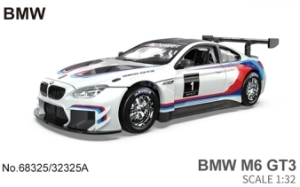 Метална Кола BMW M6 GT3 със Засилване с Издърпване Назад, Отварящи се Врати и Капак MSZ 1:32