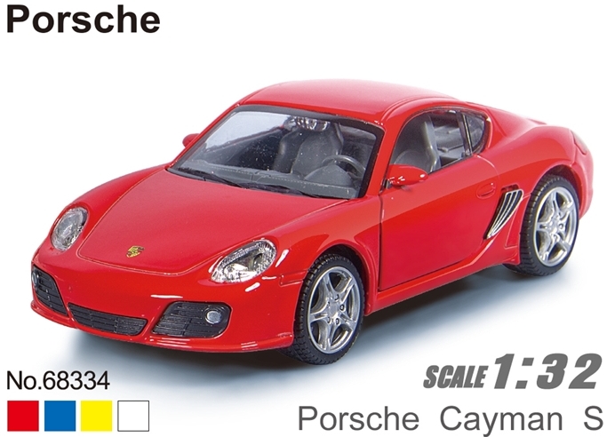 Метална Кола Porsche Cayman S със Засилване с Издърпване Назад, Отварящи се Врати и Капак MSZ 1:32
