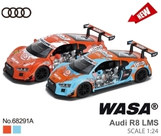 Метална Кола Audi R8 LMS с Дизайн WASA, Отваряеми Врати, Преден Капак и Багажник, Светлина и Звук MSZ 1:24