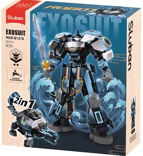 Конструктор Sluban ExoSuit Трансформер 2в1 робот превръщащ се в морска костенурка 251 ел. с 1 фигурка 24x22x7 см