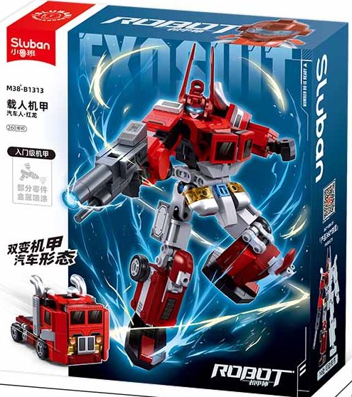 Конструктор Sluban ExoSuit Трансформер 2в1 робот превръщащ се в камион 260 ел. с 1 фигурка 24x22x7 см