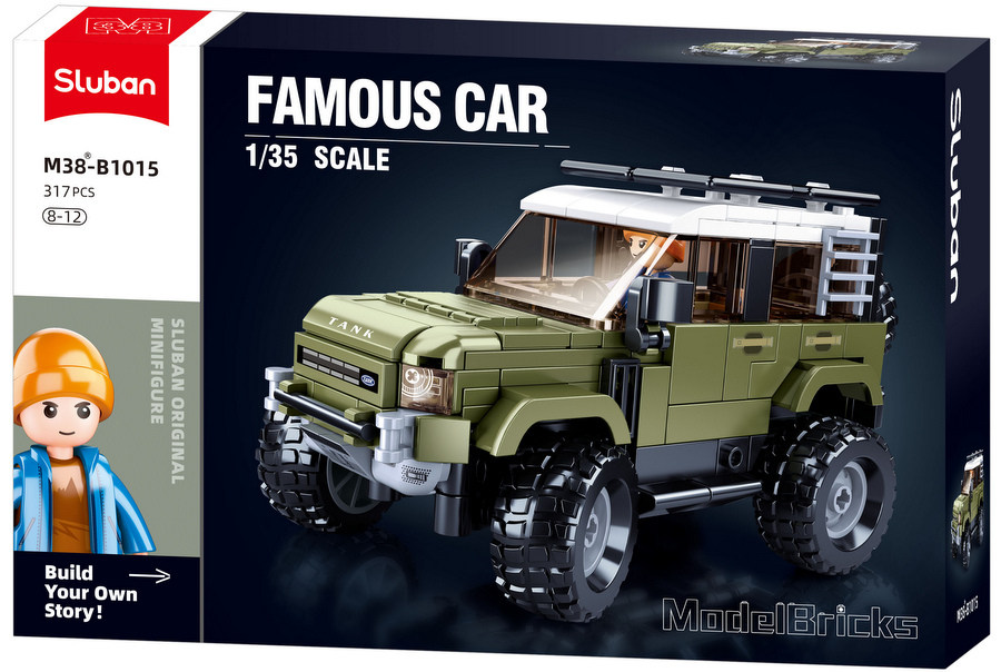 Конструктор Sluban Коли Джип ORV Танк 317 ел. с 1 фигурка 30x19 см