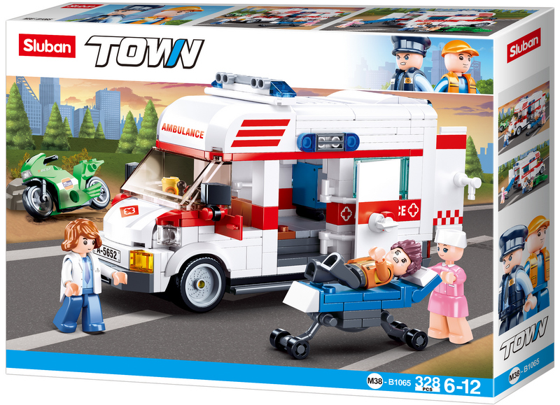 Конструктор Sluban Сити – Линейка, 328 Елемента, 3 Фигурки, 38×29×7 см