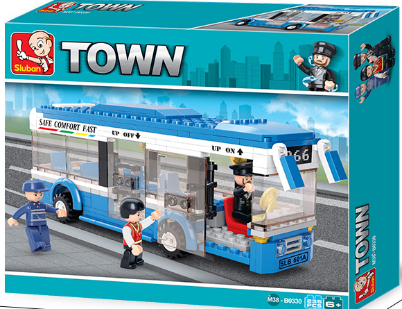 Конструктор Sluban Сити – Градски Автобус, 235 Елемента, 3 Фигурки, 29×24×6 см