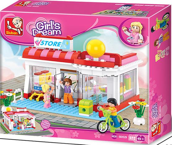 Конструктор Sluban Мечти – Супермаркет, 289 Елемента, 3 Фигурки, 38×29×7 см