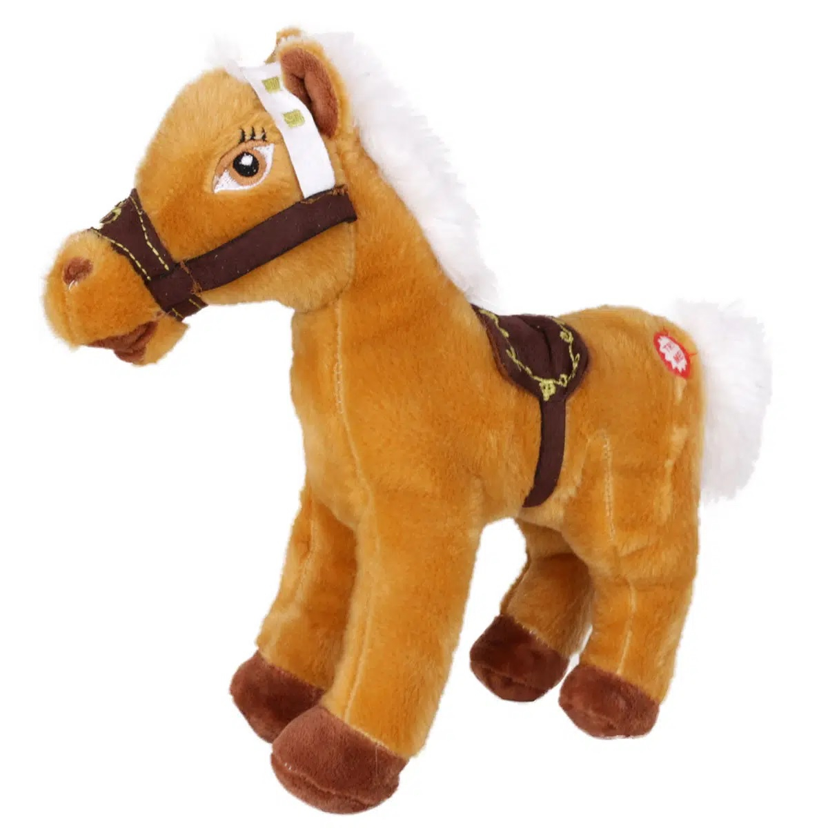 Плюшено конче със седло + ЗВУК, 2 цвята, 24 см