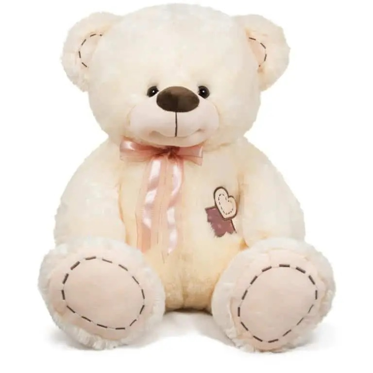 Мече с апликирано сърце два цвята, 40см