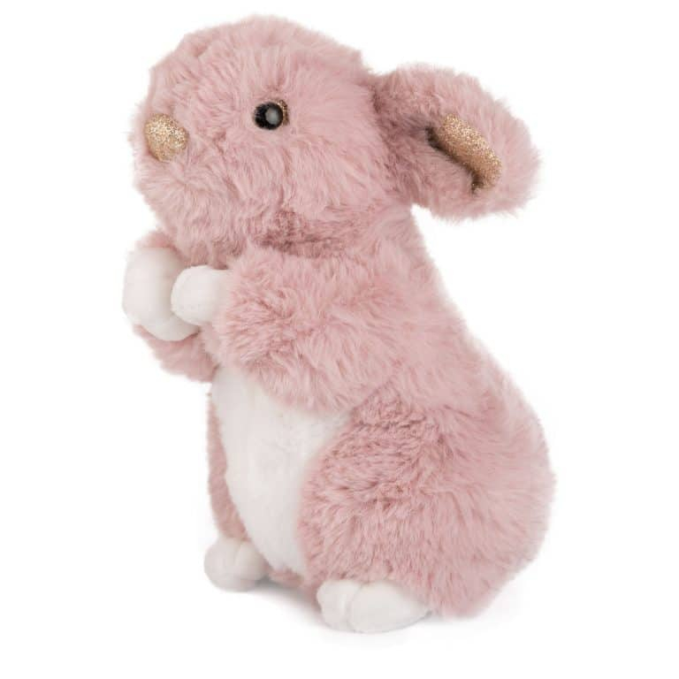 Изправено зайче с глитерни уши три цвята, 28см