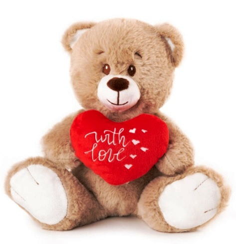 Мече с червено сърце 'With Love', 24см, два цвята