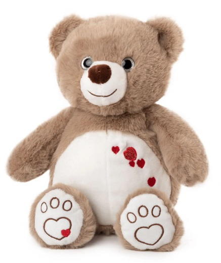 Мече с бродирани сърца, 33см, два цвята