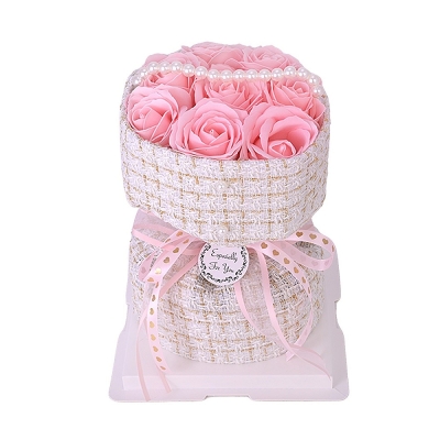 Букет от Сапунени Рози и Перли Iguana For You , 22см x17см, Розов