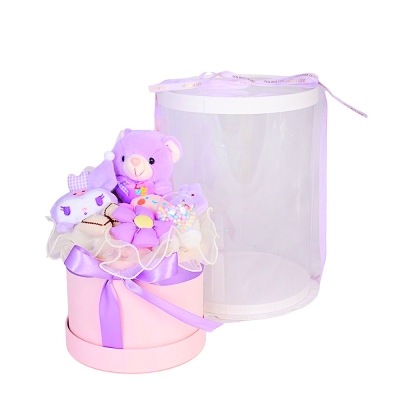 	Подаръчна Кутия с Плюшени Играчки и Декоративен Букет, Sweetie от Iguana.bg,  Цвят Lavender , 31 см х 22 см.