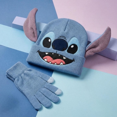 Шапка с Уши Стич и Ръкавици, Stitch