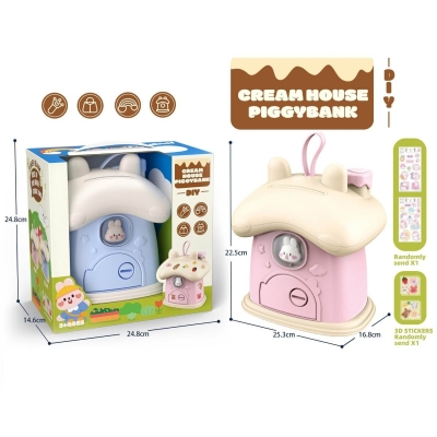 Касичка Зайче Голяма Къща с Вратичка, Ключове, Дръжка и 3D Стикери