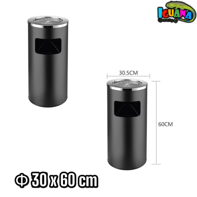 Външен Пепелник с Кош за Боклук от Неръждаема Стомана Ф 30×60 см