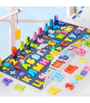 Дървен Магнитен Риболов с Цифри и Букви на Кирилица