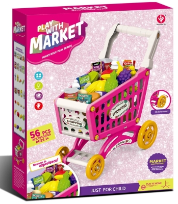 Детска Голяма Количка за Пазаруване 60 Части