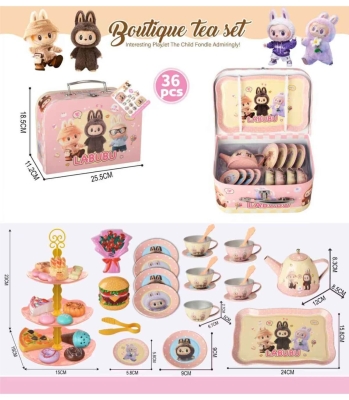 Алуминиев Чаен Комплект в Куфар 36 Части Лабубу, Labubu