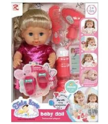 Пикаеща Кукла с Мигащи Очи, Обувки и Розова Рокля