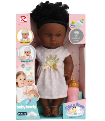 Пикаеща Кукла Африканче с Розова Рокля