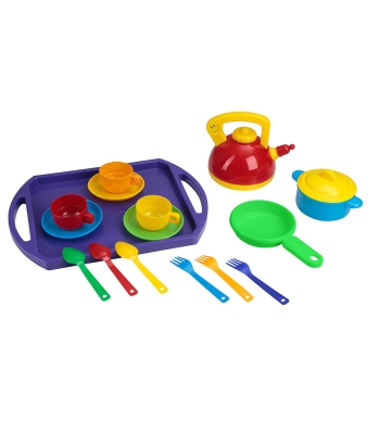 Комплект Детски Поднос с Тенджера и Чаен Сервиз