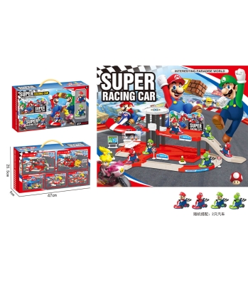 Паркинг на 2 Нива с 2 колички и Хеликоптерна Площадка Супер Марио, Super Mario